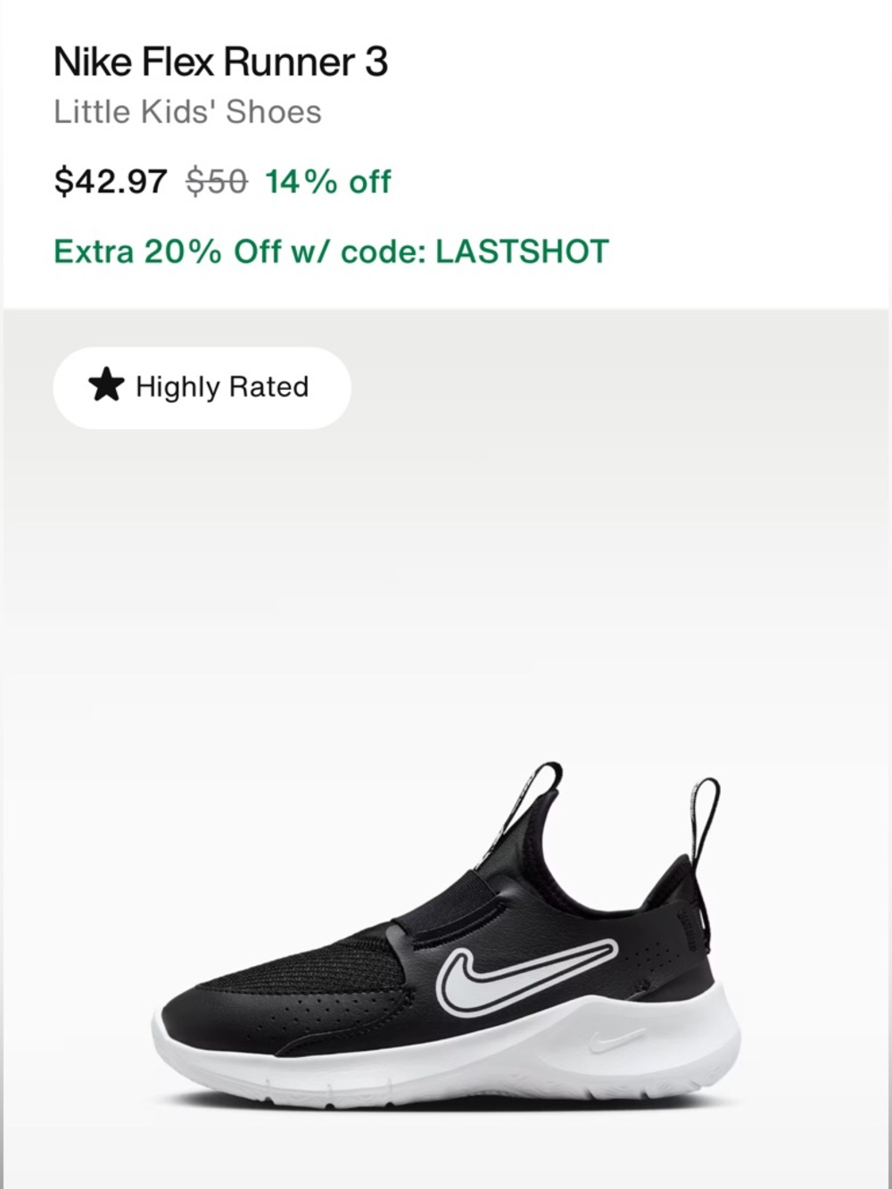 Flex runner 3 Nike Kids sneakers size 9C